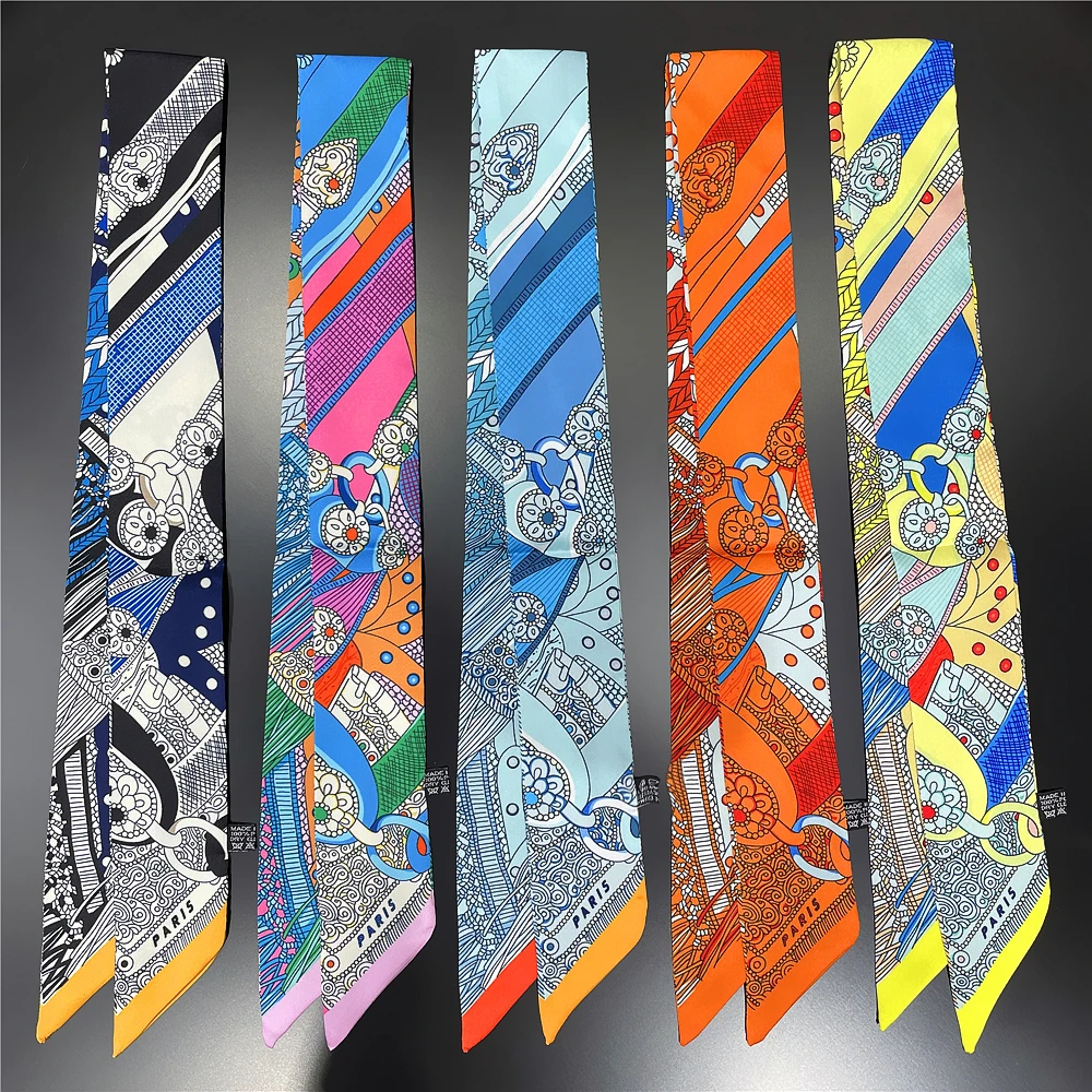 Korean Fashion New Women's Twill Decorative Ribbon Small Scarf Binding Bag Handle Ribbon Hair Band Small Scarf Headband 3