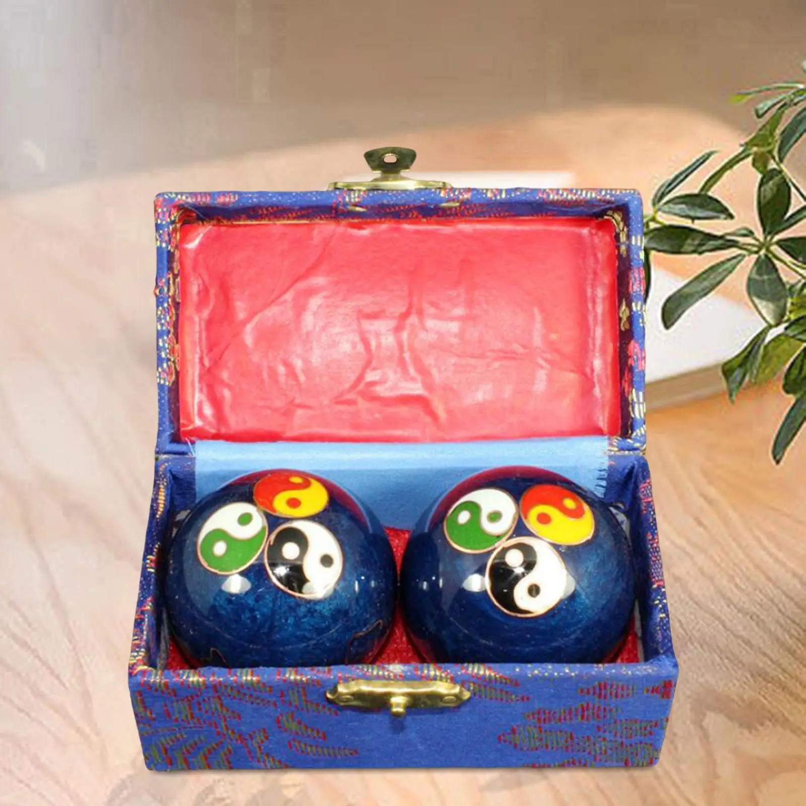 2 Pieces Massage Balls with Storage Box Chinese Health Balls for Parents