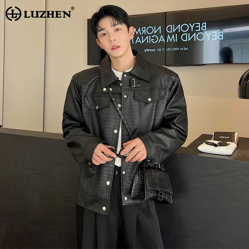 

Мужские кожаные куртки LUZHEN, красивая мотоциклетная мужская одежда из искусственной кожи, модная индивидуальная одежда в Корейском стиле, новинка весны 2024 года, 6000e4