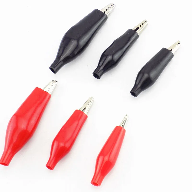 Alligator Clips 28mm 35mm 45mm Electrical Alligator Clip Test lead cable Metal Meter Clamp Testing Probe Crocodile Black Red Cover moto bike DIY
