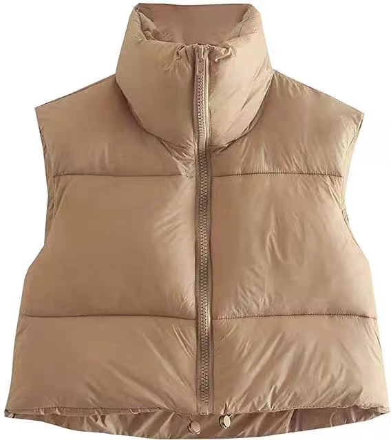 2024 Autumn Winter Women's Cotton Vest New Stand Collar Sleeveless Short Vest Outerwear Korean Fashion Thicken Warm Woman Jacket 5