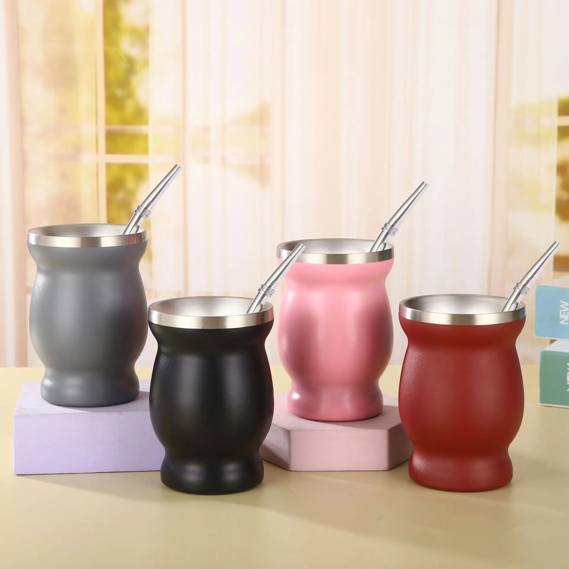 230ML Yerba Mate Cup Set Stainless Steel Includes Double Cleaning Brush Straw Anti Scalding Insulated Cup Home Teaware insulated tea cup tea cup yerba mate cup
