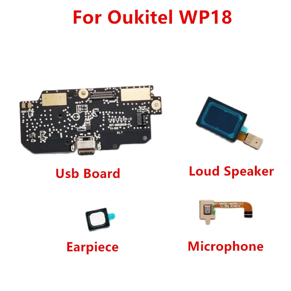 

Original Loud Speaker Horn Buzzer Ringer+Earpiece Receiver+Usb Board Plug Charger with Microphone For Oukitel WP18 Phone