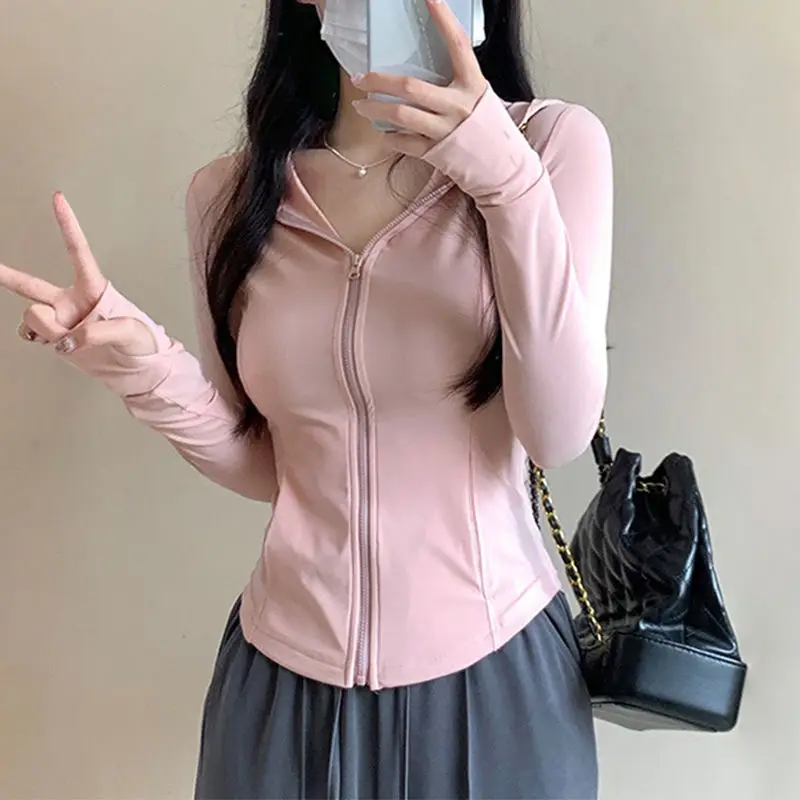 2023 Summer Fashion UPF50+slimming and Slimming Exterior Wear Sun Protection and UV Protection Women's Solid Color Hooded Jacket