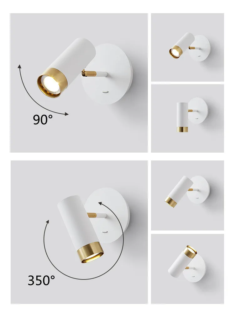 Interior Wall Light White/ Black Bedroom Bedside Wall Lamp Led Wall Lights Sconces 220V Modern Wall Lamps For Living Room Stairs