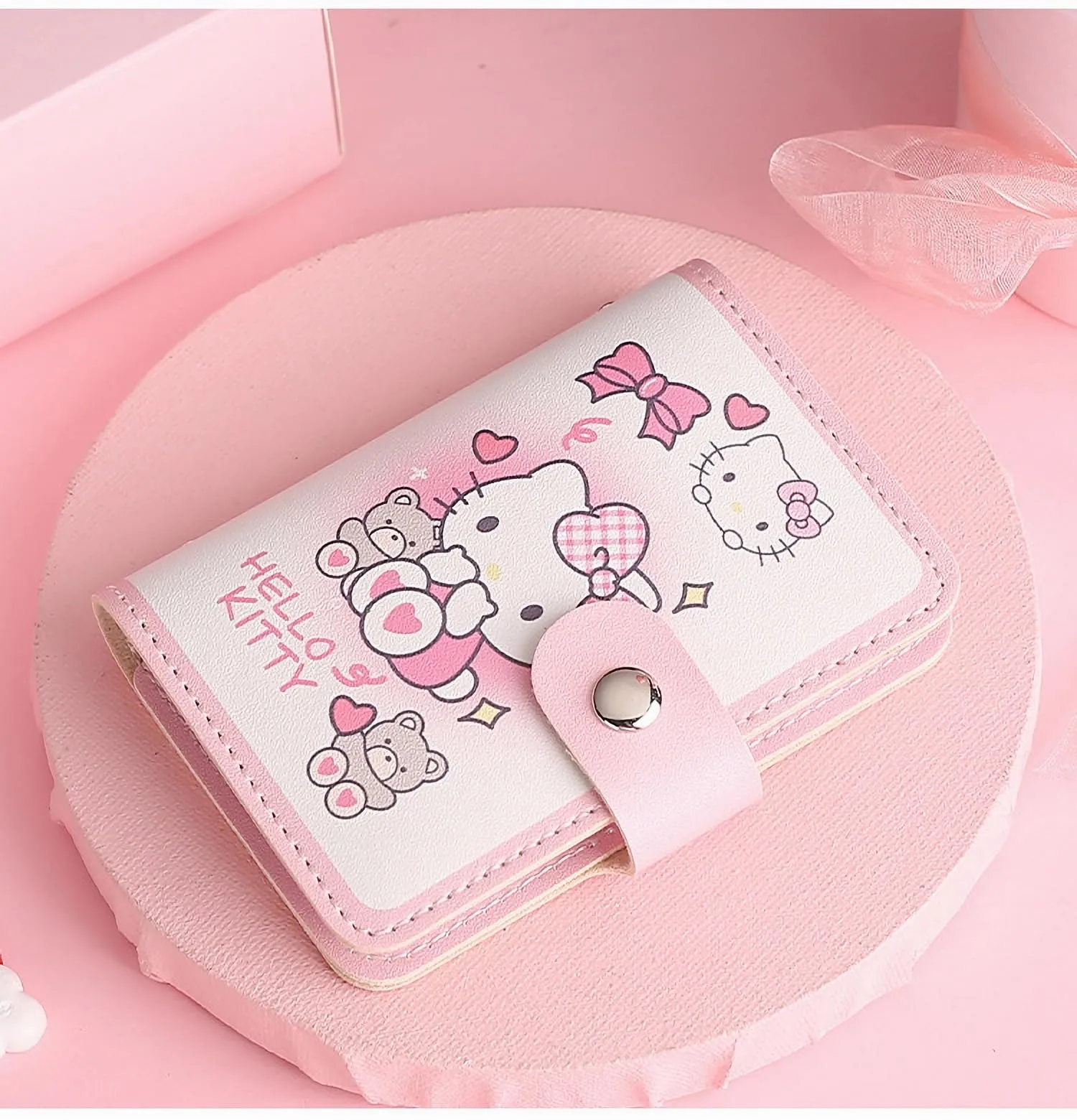 Держатель для кредитных карт Sanrio Hello Kitty My Melody, тонкая кожаная мини-сумка для удостоверения личности, мягкий полиуретановый кошелек-органайзер с 20 отделениями для карт