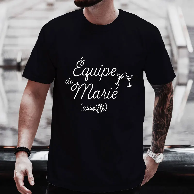 프렌치 팀 신랑 분대 Evg 티셔츠, 신랑 들러리, 최고의 남자 상의, 친구 결혼식, 총각 파티 티, 형제 싱글 이별 티셔츠