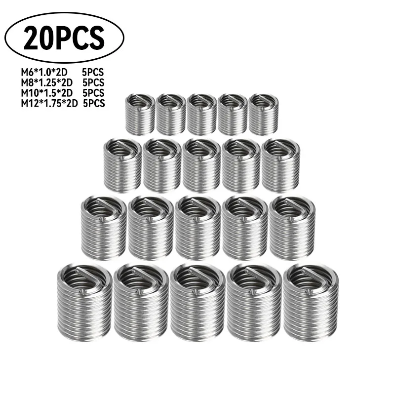 20pcs Thread Repair Kit M12 M10 M8 M6 Threaded Insert Set Stainless