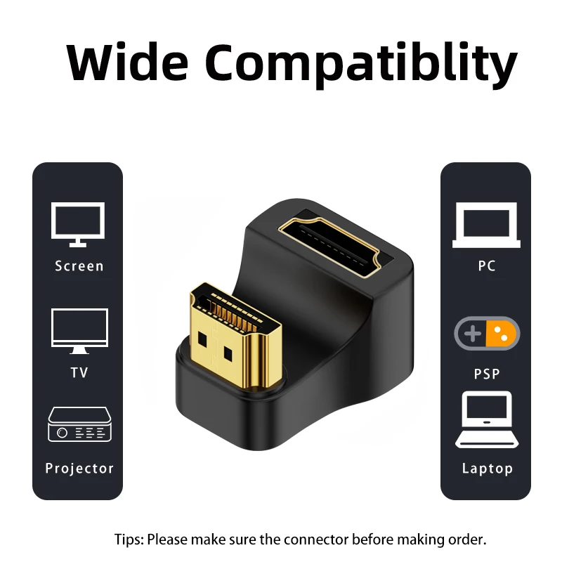 Uhd 8K @ 60Hz Hdtv 2.1 Adapter 360 Graden Haakse U-Vormige Man Naar Vrouw Hdmi-Compatibele Adapter Converter Voor Hdtv Ps4 Ps5 Laptop