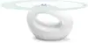 Contemporary Glass Coffee Table for Living Room, Oval Glass Table Set, Tempered Glass Top & Glossy Solid Base , White 1