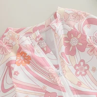 Toddler Infant Baby Girl Swimsuit Long Sleeve Rash Guard  Floral Zipper Bathing Suit Ruffled Beach Wear 1
