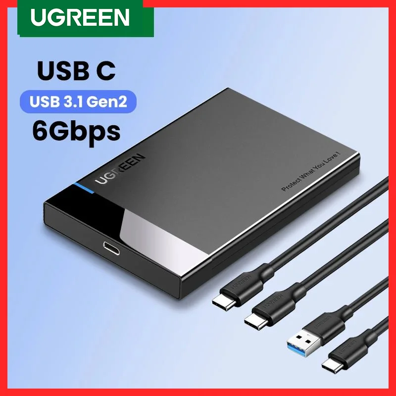 UGREEN HDD Case 2.5 SATA to USB 3.0 Adapter Hard Drive Enclosure For SSD Disk HDD Box Type C 3.1 Case HD External Enclosure