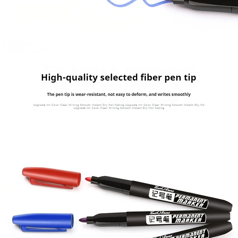 10/100 Stück Permanentmarker, 1,5 mm, wasserdicht, dünne Spitze, rohe Tinte, schwarz, blau, rot, Markierungsstifte für Büro, Schulbedarf – Detail 6
