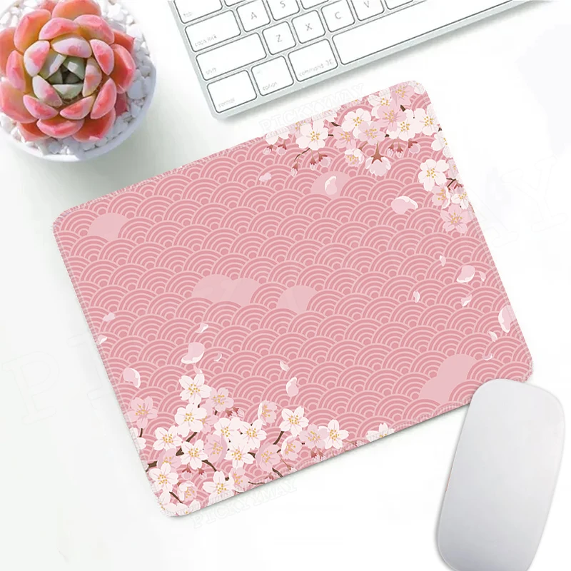 Pink Sakura Non-slip Rubber Mouse Pad Cherry Blossom Mousepad Tapetes de Mesa Esteira Pequena para Laptop Esteira de Mesa Presentes Fofos 20x25cm - Imagem 4