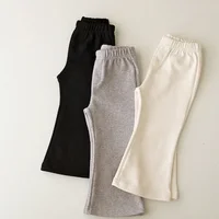 2024 New Baby Autumn Pants Girls Solid Color Elasticity Leggings Cotton Flared Trousers 1-6Y Kids Toddlers Spring Casual Clothes 2