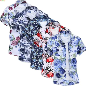 Men Short Sleeve Flower Shirt 1