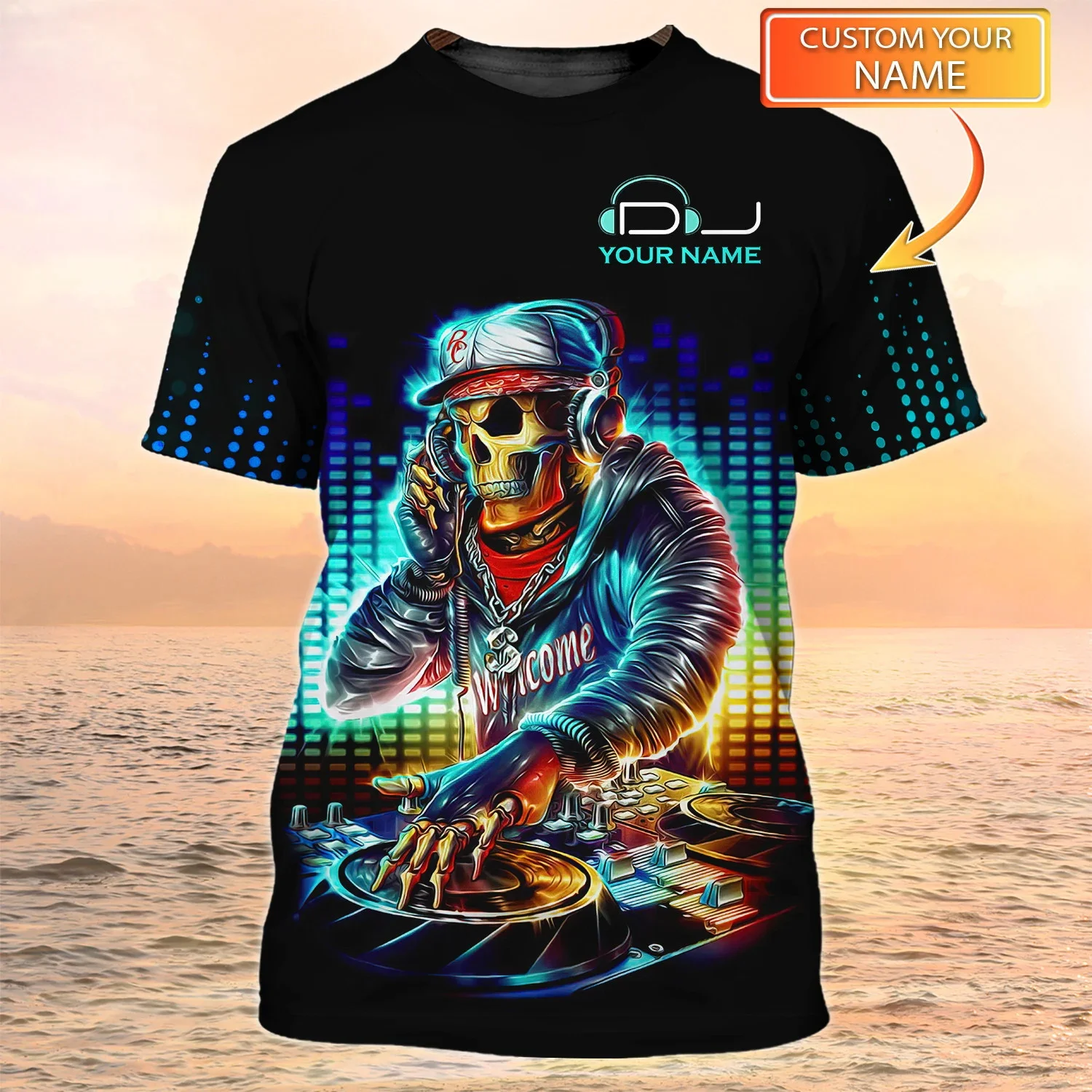 Neuestes Sommer-Herren-Halloween-T-Shirt mit personalisiertem Namen, Rock-DJ-Disco-Player, 3D-gedrucktes T-Shirt, Unisex, lässig, cooles T-Shirt DW114 – Detail 20