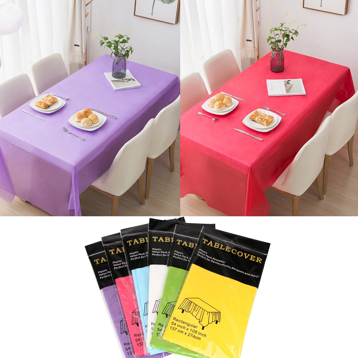 1pc Reusable Tablecloths Water Proof Plastic 137*274cm Dining Table