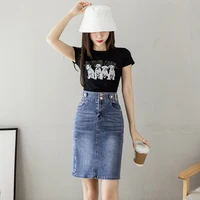 Autumn 2025 Plus Size Skirt For Women High Waist Large Size Slit Black Or Blue Jeans Skirts Korean Fashion Slim Jupe Femme - Image 3