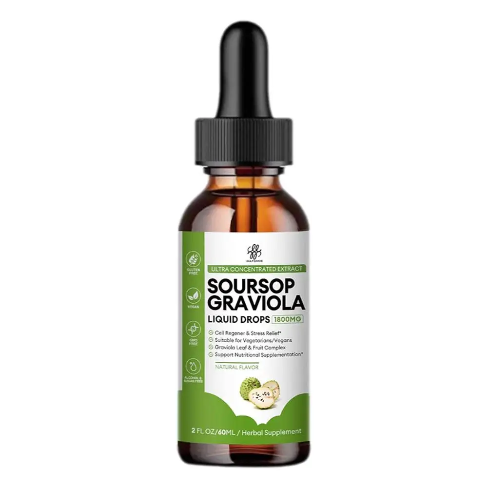 Soursop Graviola Liquid Drops 1800mg Support Supplementation Rich In Vitamin C Vitamin B Boost Immune Health
