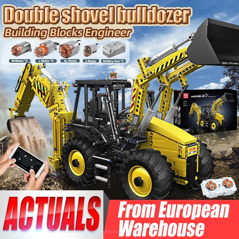 Mold King 17036 Technical Cars Toys Double Head Engineering Vehicle Escavatore Motorizzato Truck Building Blocks Mattoni Regali Per Bambini