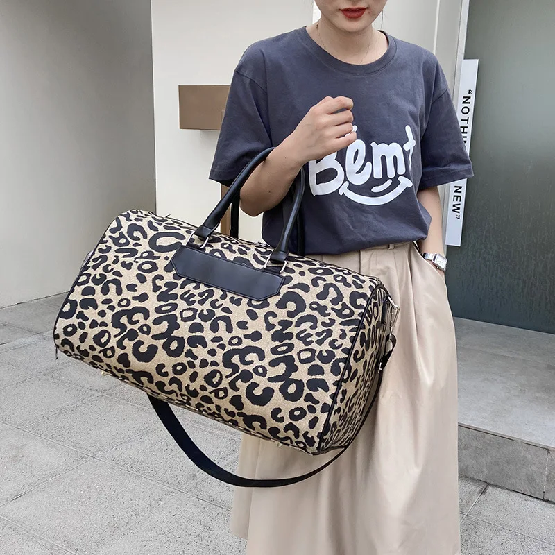 Trendy Suitcase Shaped Box Bag, Leopard Pattern Crossbody Bag