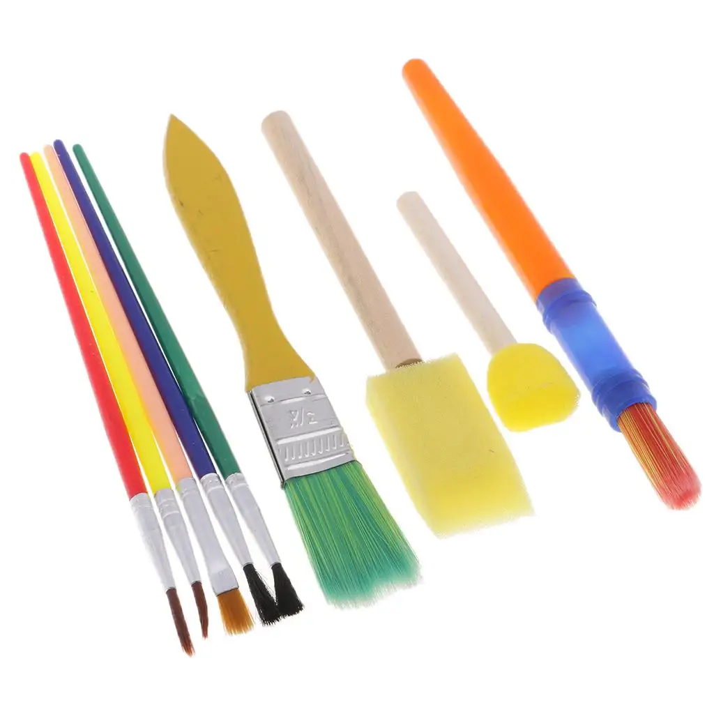 

9 Sponge Painting Brush Set Paint Crafts Structure Brush Kids