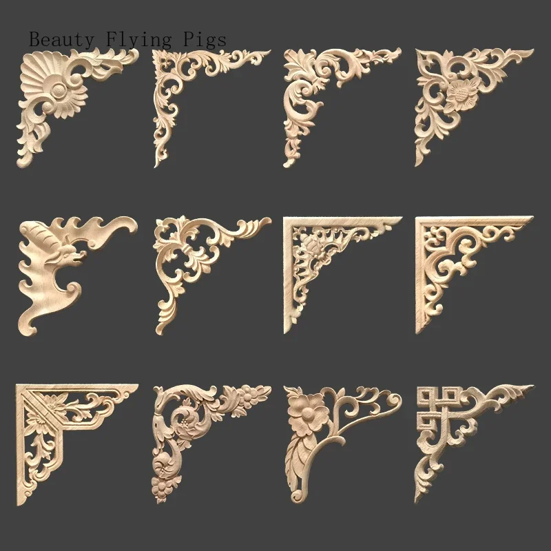 Dropshippingclassicwoodcarvingflowerwoodcornerflowerdecals