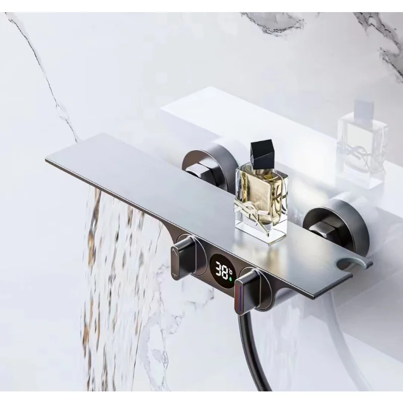 Komplett Aus Kupfer, Dual-Speed-Multifunktions-Badewannenarmatur, Großes Handregal-Set Für Kaltes Und Heißes Wasser