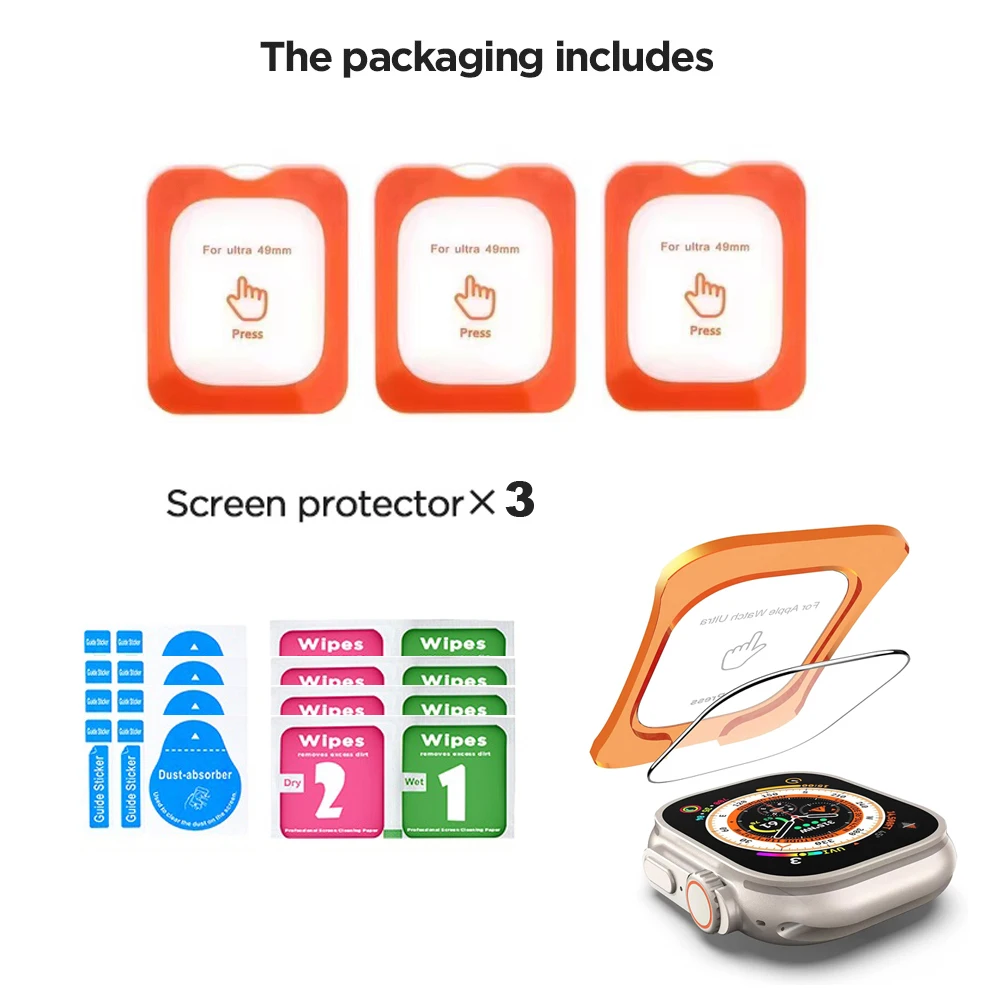 سهلة التركيب من الزجاج المقسى لساعة أبل الترا 1/2/...