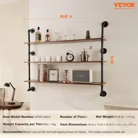 Rustic Pipe Shelving 3 Tier 48 by 9.84 inches Wall Mount for kitchen and Bedroom Storage 2