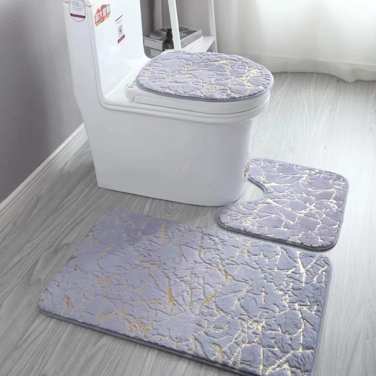 

3Pcs Bathroom Floor Mat Pat Soft Non Slip Mats Bathroom Rug Absorbent Shower Carpets Toilet Foot Mat Room Mat Door Mat