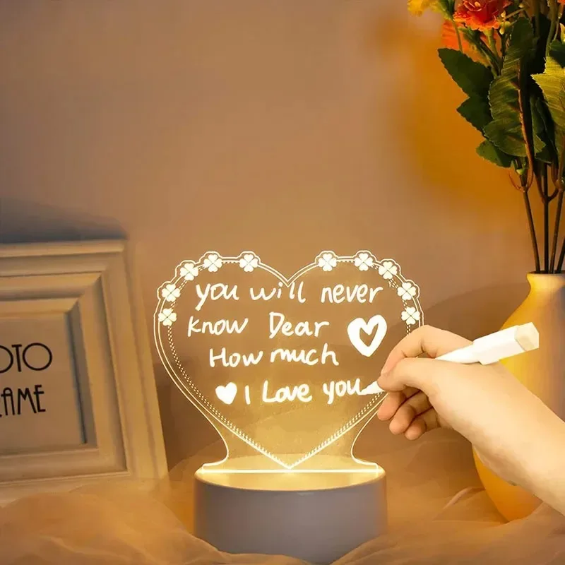 노트 보드 크리 에이 티브 Led 밤 빛 USB 메시지 보드 휴일 빛 어린이를위한 펜 선물 여자 친구 장식 밤 램프