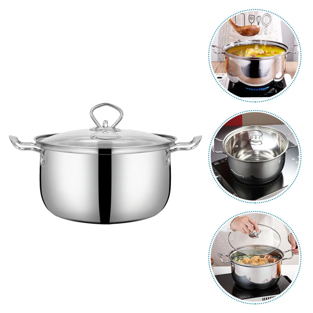 

Soup Pot Milk Metal Cooking Non-magnetic Kitchen Ramen Glass with Lid Stainless Steel
