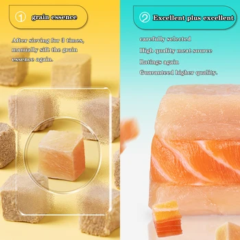 Nuovo prodotto Colore lattina Granuli di pollo Snack per gatti liofilizzati Seno di pollo di anatra Salmone Merluzzo Snack per cani da compagnia