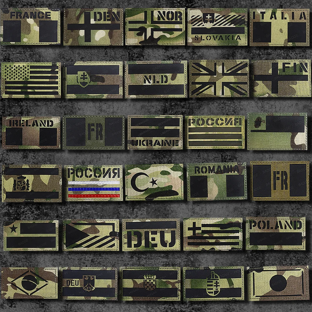 NLD Нидерланды Франция Испания США флаг Турция Румыния Италия нарукавная повязка с эмблемой Бразилия Великобритания Россия IR инфракрасная Светоотражающая фотография