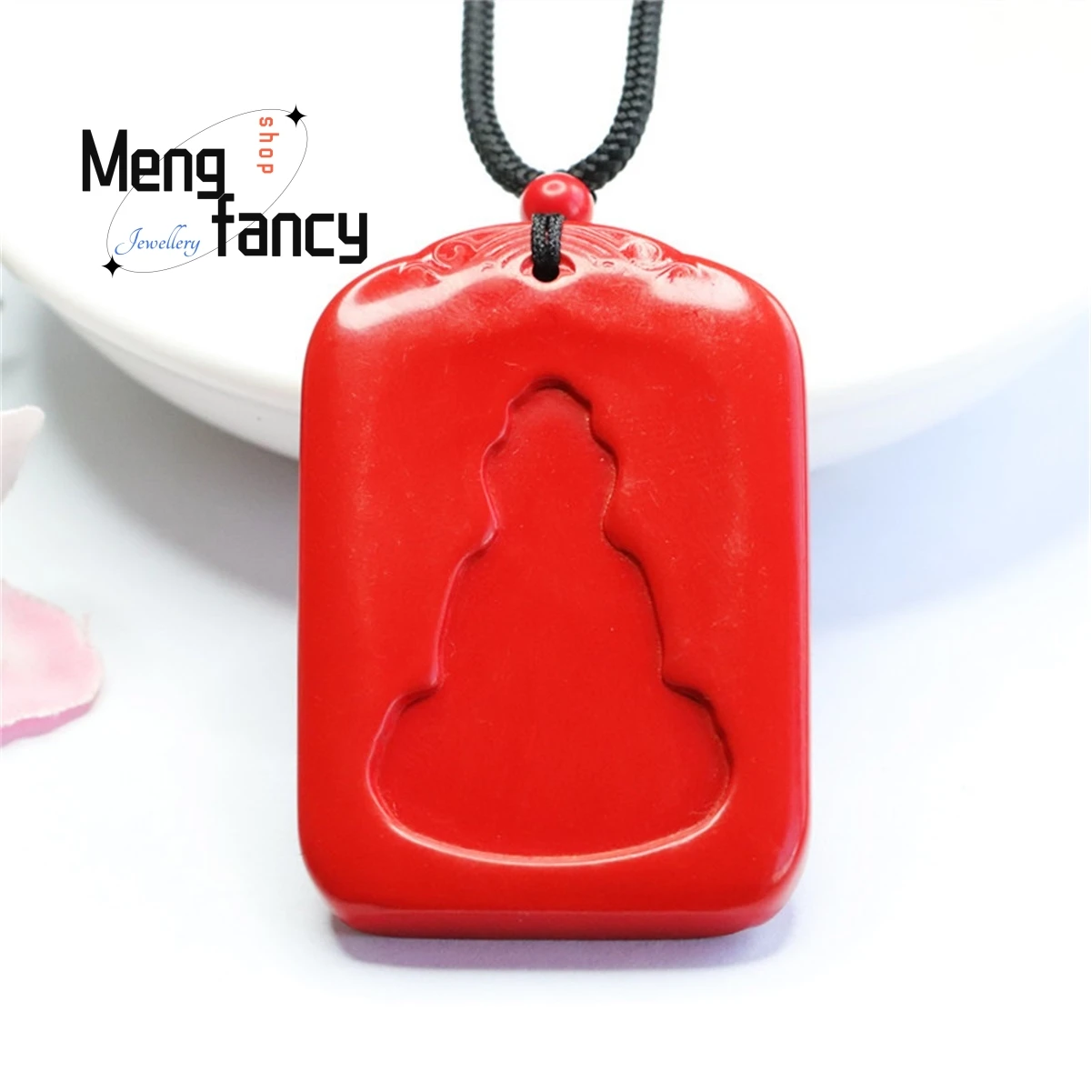 

Natural Cinnabar Enlightenment Life Year Buddha Without Appearance Back Carving Auspicious Cloud Pendant Men Women Mascot Amulet