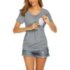 Womens Pregnant Maternity Clothes Nursing Tops Breastfeeding T-shirt Pregnancy Maternity Tops Tees Soild Colour Summer Shirt 6