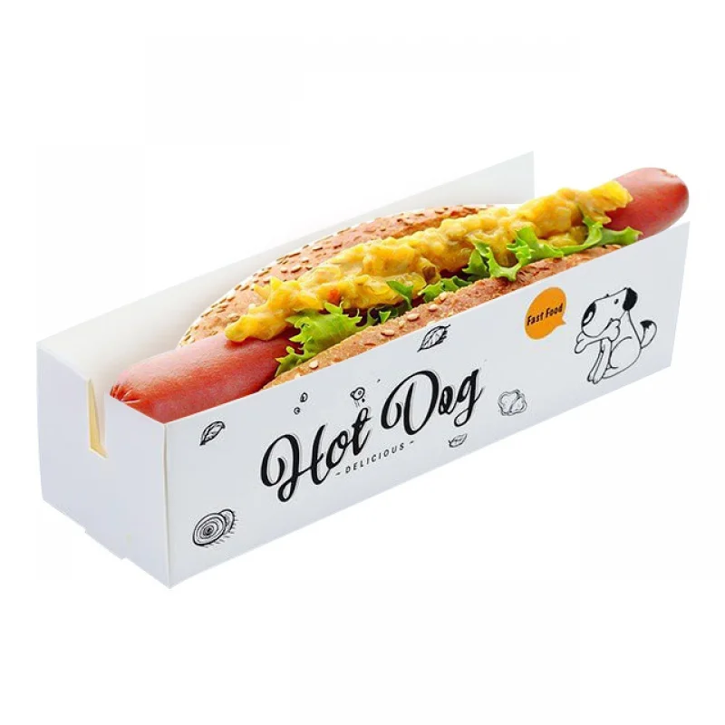 

Customized productPrinton Customized fast food grade kraft paper to go tray hot dog packaging box