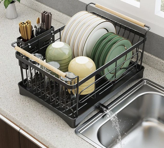 1pc Stainless Steel Sink Drying Rack, Modern Adjustable Over The Sink Dish  Rack For Kitchen