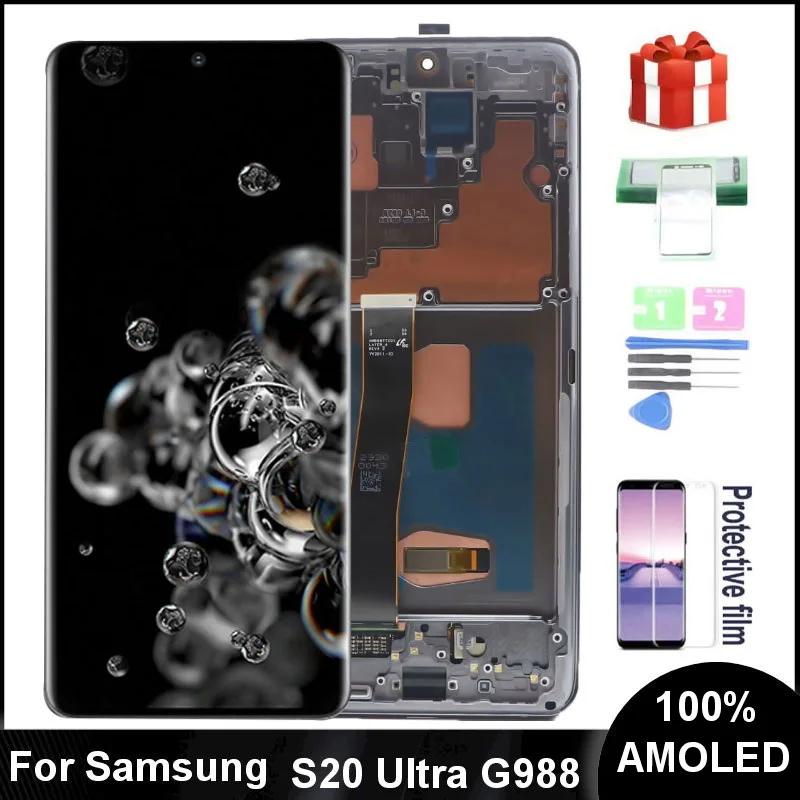 

6.9" AMOLED LCD Screen For Samsung Galaxy S20 Ultra G988 G988F G988B/DS G998U 5G Lcd Display Touch ScreenDigitizer Assembly