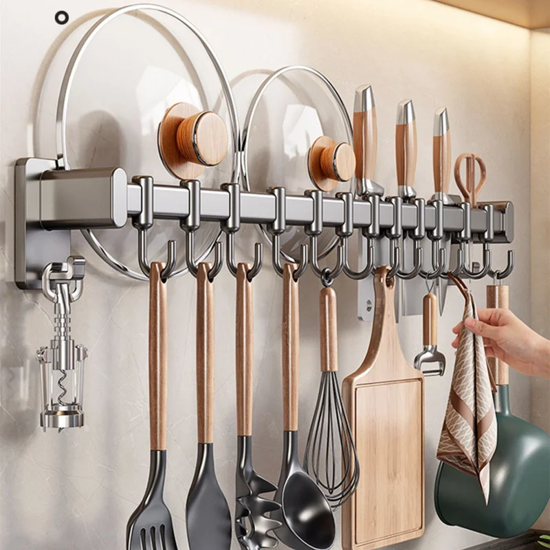 Kitchen Hook Rack Punch-free Multi-function Pot Shovel Spoon Storage Hanger Rack Wall-mounted Storage multifunctional hooks kitchen hook home storage accessories