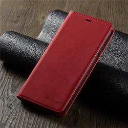 Premium Thin Suede Leather Wallet Case with Strong Magnetic Closure for iPhone 7 8 SE2 SE3 (Red)