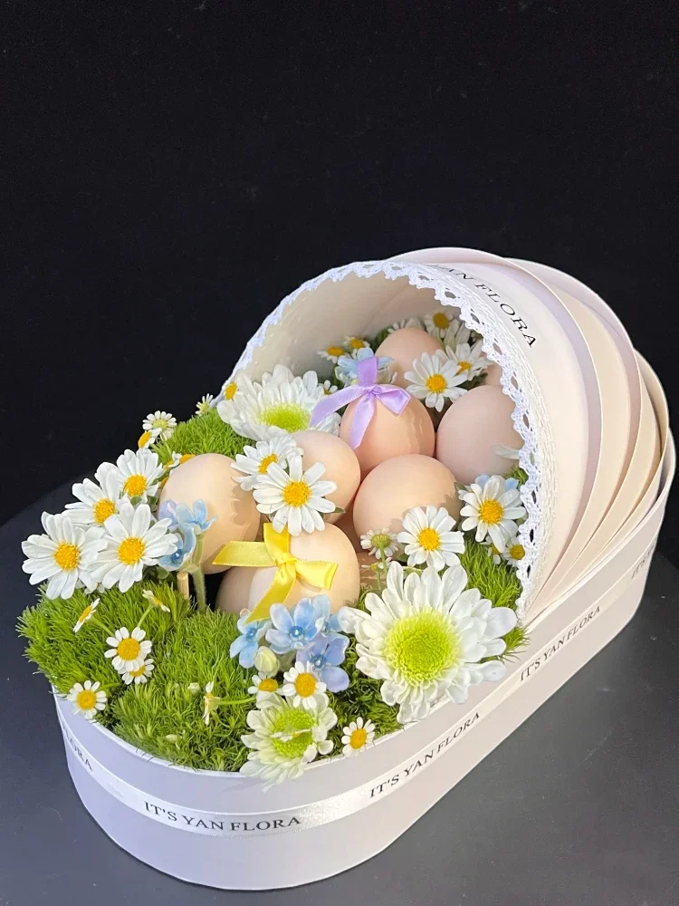 33.5x17.5x21cm Pink Cradle Flower Box Originality Colour Cardboard DIY Portable Flower Egg Basket Fruits Packing Gift Box