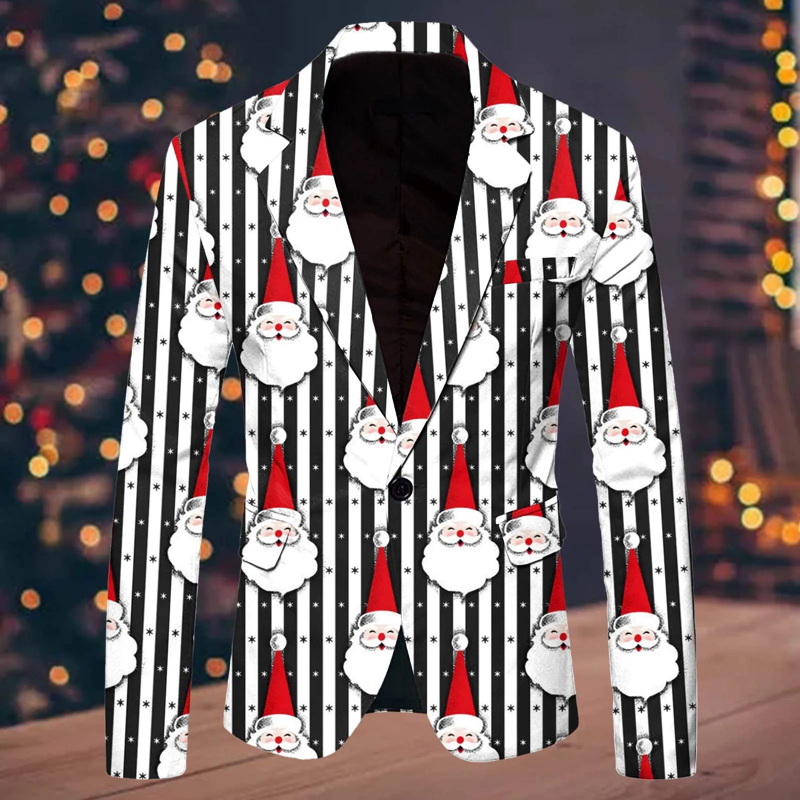 All Print Men Christmas Blazers Fashion Single Breasted Slim Fit Suit Coat Leisure Merry Christmas Party Long Sleeve Jacket 5