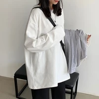 Women Long Sleeve Cotton O-Neck T-Shirt,Casual Loose Tops Solid Color Pullover Tee Shirts 1