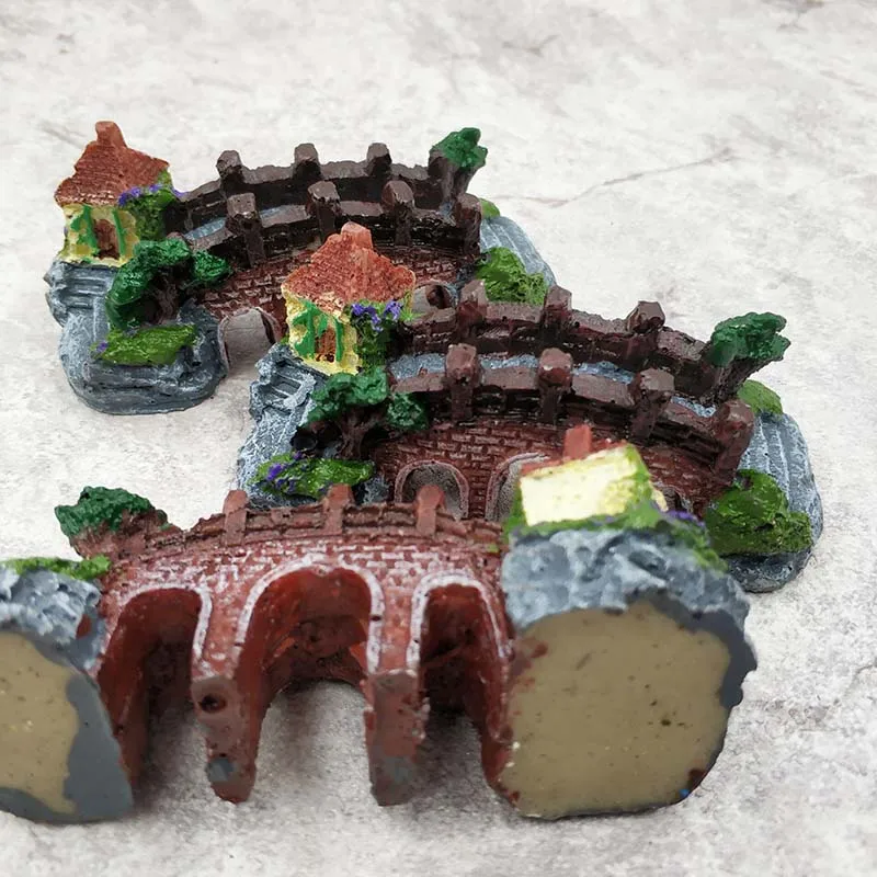 Fish Tank Landscaping Ornamental Bridge Rockery Simulation Resin Aquarium Decoration 1pc