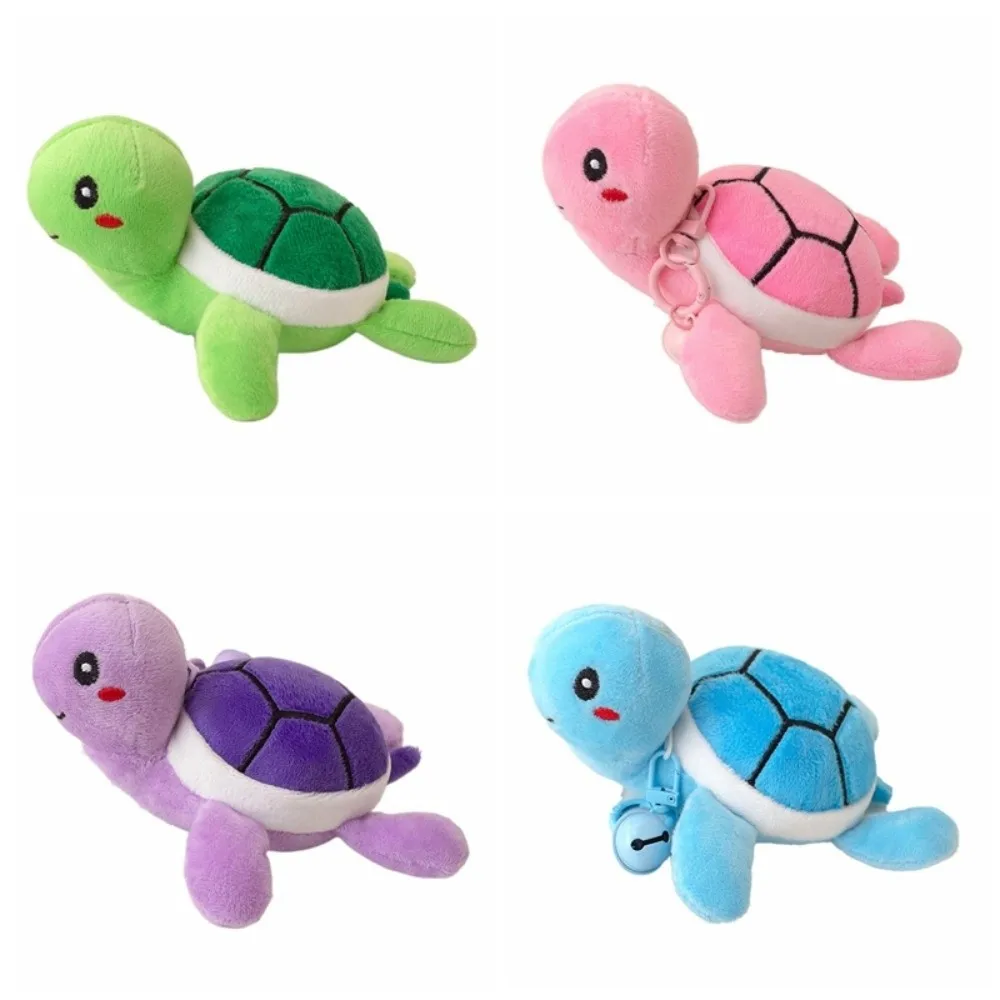 Cartoon Bell Turtle Pendant Bag Hanging Stuffed Turtle Doll Keychain Creative Cute Turtle Keyring Backpack Decor
