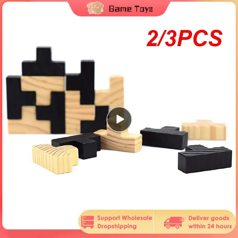 

2/3PCS Creative 3D Wooden Cube Puzzle Ming Luban Interlocking Educational Toys For Children Kids Brain Teaser Early Learning Toy