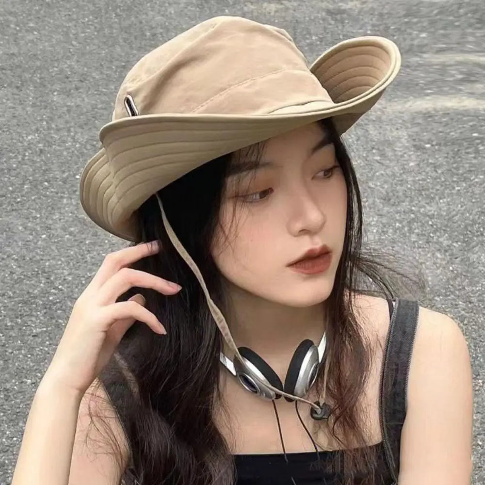 Casual Wide Brim Western Cowboy Hat Beach Cap Climbing Hat Summer Sun Knight Sun Protection Cap Sunscreen Holiday